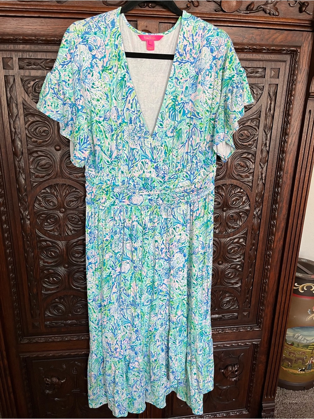 Lilly Pulitzer Floral V-Neck Juliet dress Xl